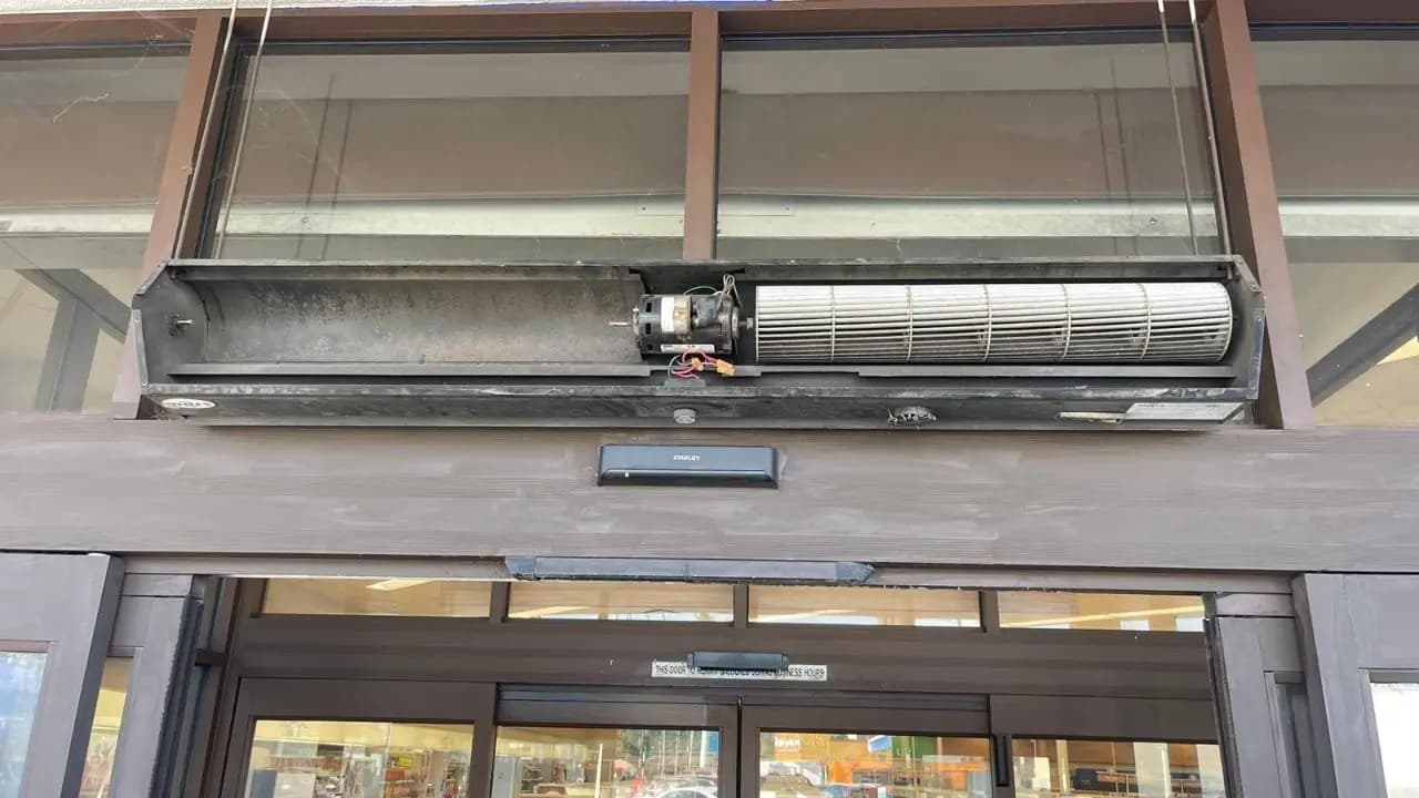 Entrance air curtain motor failure repaired in one day in Huntington Beach, Orange County